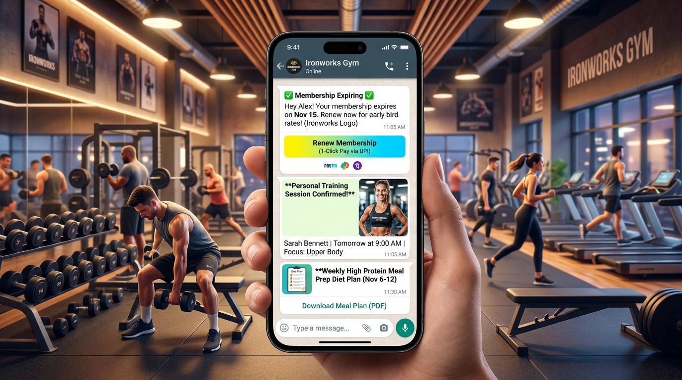 WhatsApp API for Gyms Fitness Centers and Personal Trainers Platform Interface by WAServe